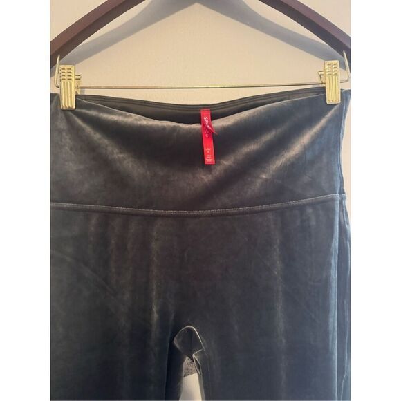 NWOT SPANX Velvet Leggings Women High Waist Ankle Dark Palm Green Stretch- Large - Picture 5 of 12